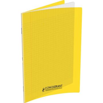 Photo Cahier Séyès / Grands carreaux Jaune - Polypro - 96 pages - 210 x 297 mm CONQUERANT :