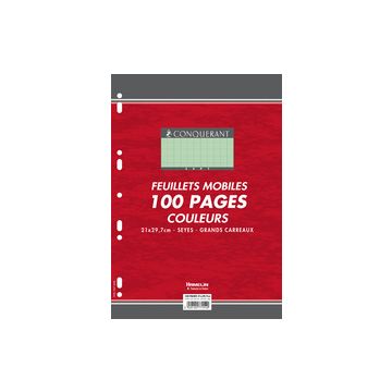Photo CONQUERANT SEPT : Lot de 100 pages - Feuillets mobiles Séyès - Vert - 210 x 297 mm