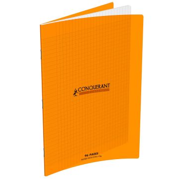 Photo Cahier Séyès / Grands carreaux Orange - Polypro - 96 pages - 210 x 297 mm CONQUERANT :