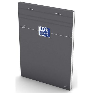 Photo OXFORD : Bloc-notes quadrillé - Couverture grise - 148 x 210 mm - A5