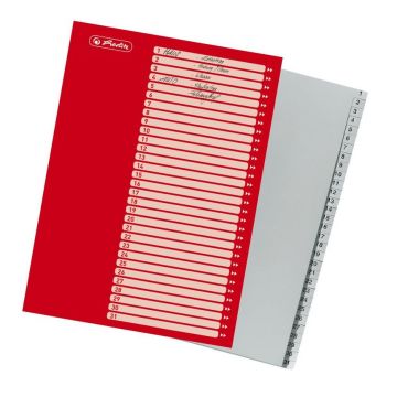 Photo Jeu de 31 Intercalaires numériques en plastique - Gris : HERLITZ  10843712