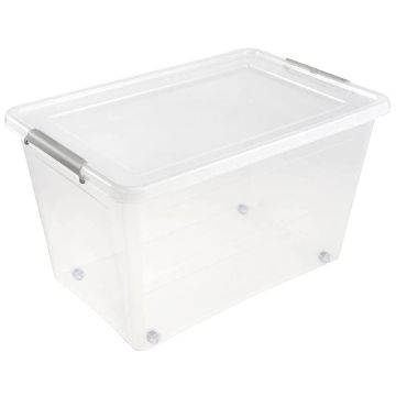 Photo Boite de rangement à roulettes - 60 L - Transparent KEEEPER Lars