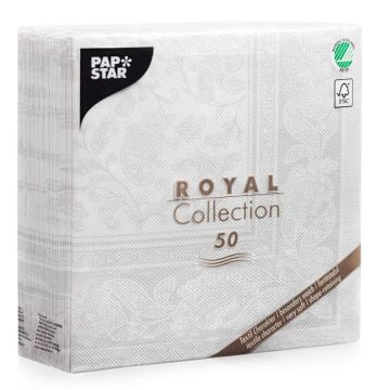 Photo Lot de 50 serviettes en papier - Blanc - 400 x 400 mm PAPSTAR ROYAL Collection Ornements Image