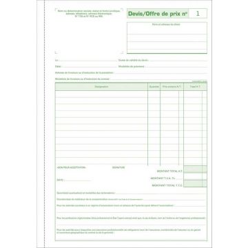 DEVIS / OFFRE DE PRIX Carnet autocopiant Tripli (13146E Exacompta) MODELE