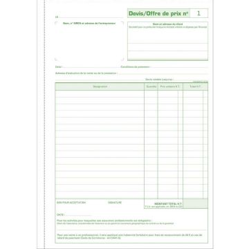 Image DEVIS Auto-Entrepreneur - Carnet autocopiant Dupli - 210 x 297 mm EXACOMPTA 