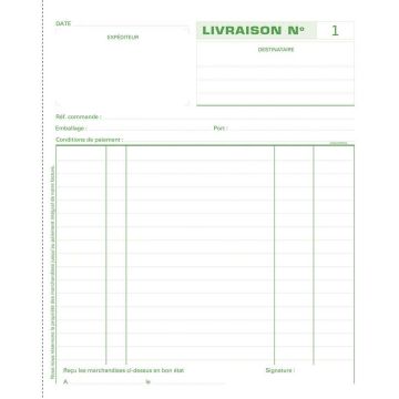 Photo LIVRAISONS Carnet autocopiant Tripli - 210 x 180 mm EXACOMPTA