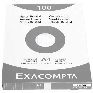 Photo Fiches Bristol quadrillées - 210 x 297 mm - Blanc EXACOMPTA Image