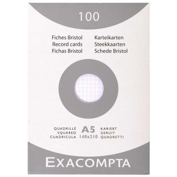 Photo Fiches Bristol quadrillées - 148 x 210 mm - Blanc EXACOMPTA Image