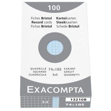 Photo Fiches Bristol quadrillées - 74 x 105 mm - Bleu azur EXACOMPTA Image
