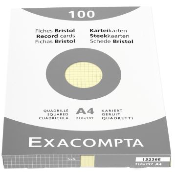 Photo Fiches Bristol quadrillées - 210 x 297 mm - Jaune EXACOMPTA Image