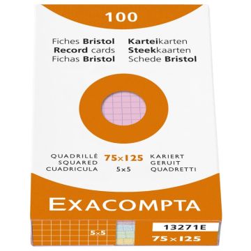 Photo Fiches Bristol quadrillées - 75 x 125 mm - Assortiment EXACOMPTA Image