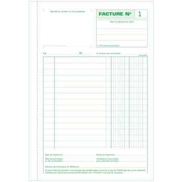 Photo FACTURES sans TVA - Carnet autocopiant Tripli - 210 x 148 mm EXACOMPTA 