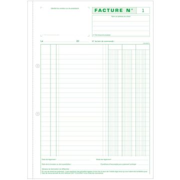Photo FACTURE sans TVA - Carnet autocopiant Dupli - 297 x 210 mm EXACOMPTA