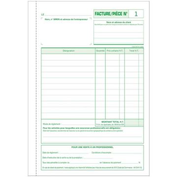 Auto-Entrepreneur - Facture - Carnet autocopiant Dupli A5 EXACOMPTA