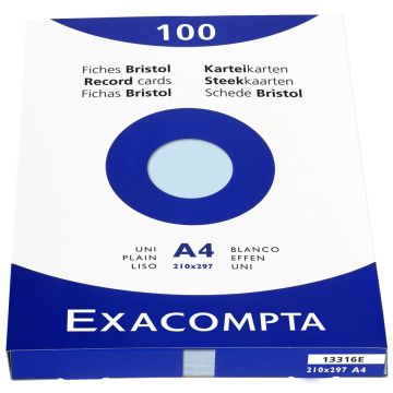 Photo Fiches Bristol unies - 210 x 297 mm - Bleu azur EXACOMPTA Image