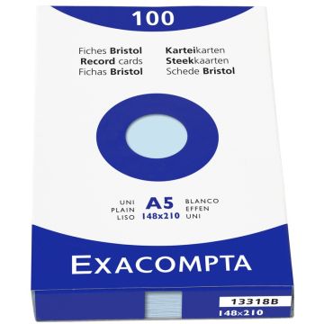 Photo Fiches Bristol unies - 148 x 210 mm - Bleu azur EXACOMPTA Image