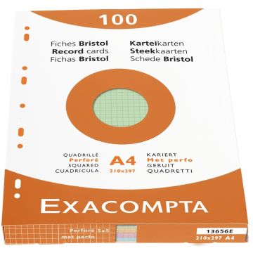 Photo Fiches Bristol quadrillées et perforées - 210 x 297 mm - Assortiment EXACOMPTA Image