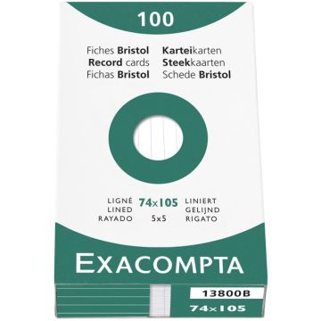 Photo Fiches Bristol lignées - 74 x 105 mm - Blanc EXACOMPTA Image