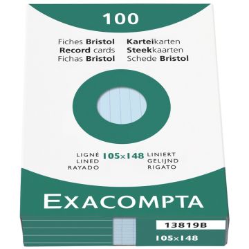 Photo Fiches Bristol lignées - 105 x 148 mm - Bleu azur EXACOMPTA Image