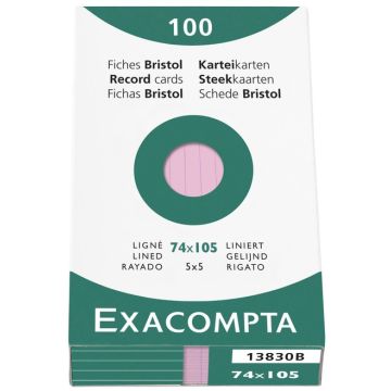 Photo Fiches Bristol lignées - 74 x 105 mm - Rose EXACOMPTA Image