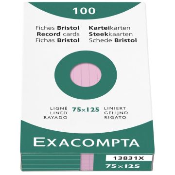 Photo Fiches Bristol lignées - 75 x 125 mm - Rose EXACOMPTA Image
