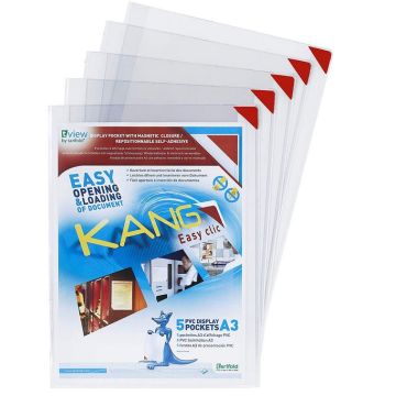 Photo Cadre d'affichage magnétique - A3 - Rouge TARIFOLD Kang Easy clic Lot de 2