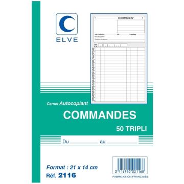 Photo Carnet de commandes 210 x 140 mm - Autocopiant Tripli ELVE