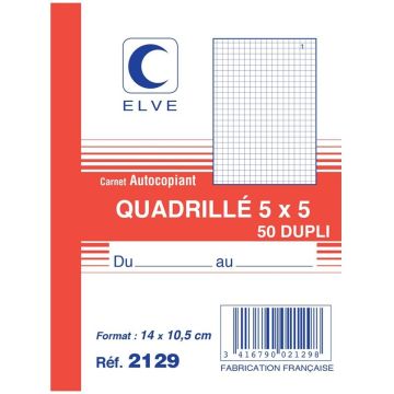Photo Carnet quadrillé 140 x 105 mm - Autocopiant Dupli ELVE