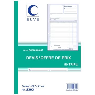 Photo Carnet de devis autocopiant Tripli - 297 x 210 mm ELVE