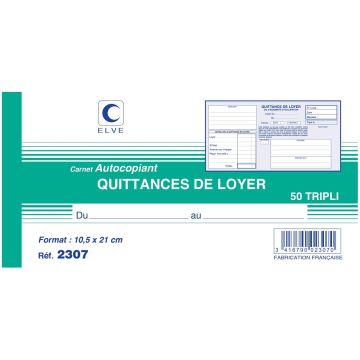 Photo Carnet de quittance de loyer autocopiant Tripli - 105 x 210 mm ELVE