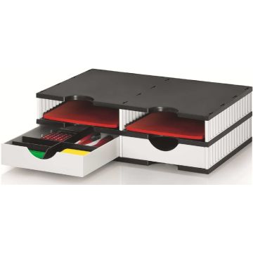 Photo Module de classement - 4 compartiments - Noir/Blanc/Blanc STYRO Styrodoc Duo Visuel