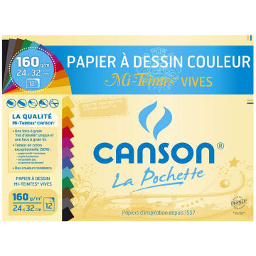 Photo CANSON : Étui de  feuilles Mi-teintes assorties - Couleurs neutres 200002776