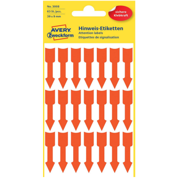 Photo Étiquette de signalisation - Flèche Rouge fluorescente AVERY 3008