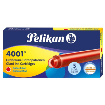 Photo Boite de 5 grandes cartouches d'encre - Rouge : PELIKAN 4001 GTP/5