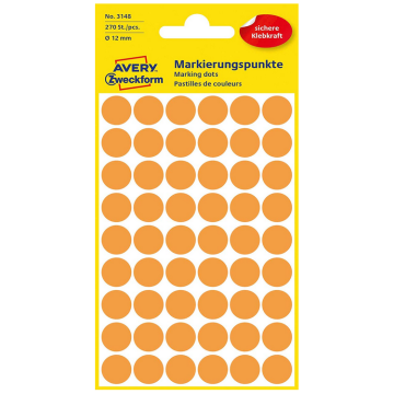 Photo Pastilles adhésives - 12 mm - Orange fluo AVERY