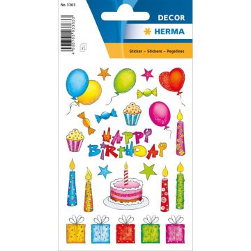 Photo HERMA : Lot de 75 stickers en papier - Anniversaire - 3363