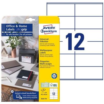 Photo Étiquettes adhésives - 105 x 48 mm - Blanc AVERY Office and Home