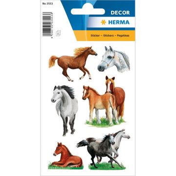 Photo HERMA : Lot de 18 stickers en papier - Races de chevaux - 3553