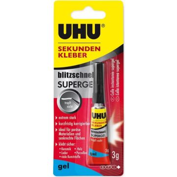 Photo Tube de colle instantanée Gel - 3 g UHU Power Glue SuperGel 