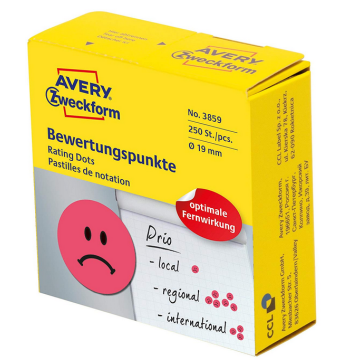 Photo Pastilles adhésives - Motif Visage négatif - 19 mm - Rouge AVERY