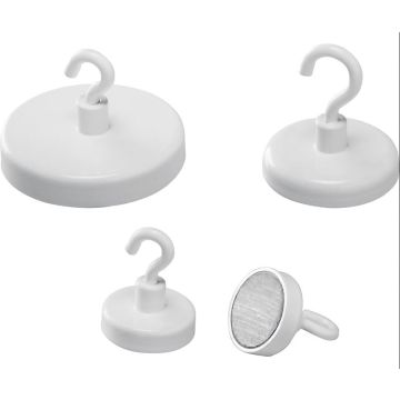 Photo Aimant à crochet - 47 mm - Blanc : MAGNETOPLAN 52647