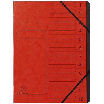 Photo Trieur 12 compartiments à élastiques - Rouge EXACOMPTA Image