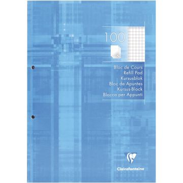 Photo CLAIREFONTAINE : Bloc de cours quadrillé avec marge - 210 x 297 mm - 200 pages 