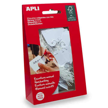 Photo Étiquettes à trou et ficelle 28 x 43 mm (Affichage de prix) AGIPA 7012