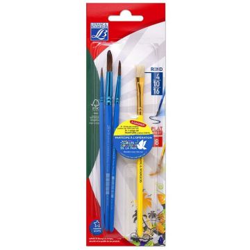 photo Pinceaux plat n° 4, 10 et 16 et Brosse n° 8 LEFRANC et BOURGEOIS