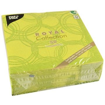 Photo Lot de 50 serviettes en papier - Vert citron - 400 x 400 mm : PAPSTAR ROYAL Collection Bubbles Image