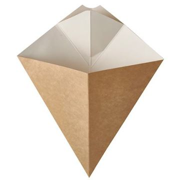 Photo Cornet à frites avec compartiment à sauce - 190 x 235 mm PAP STAR Pure