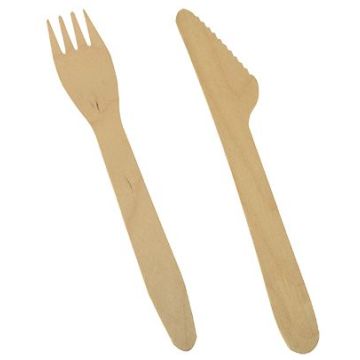 Photo Lot de couverts jetables en bois PAP STAR Pure