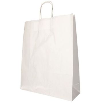 Photo Sac en papier avec anse - 400 x 320 x 120 mm - Blanc PAP STAR