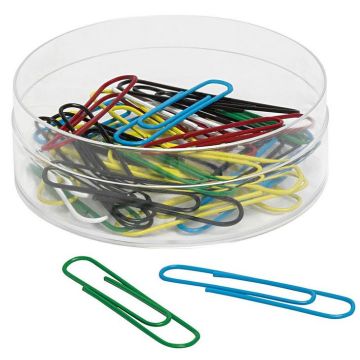 Photo 901 244599 - Boite de 25 trombones de bureau plastifiés - Assortiment couleur - 50 mm